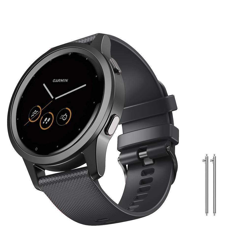 NotoCity for Garmin Venu Strap, 20mm Watch Band Soft Silicone Replacement for Garmin Vivoactive 3 Forerunner 645 Forerunner 245 Vivomove 3S(44mm) Smartwatch(black S)