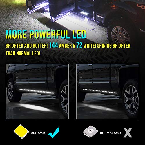 2PCs 70inch Truck LED Running Board Strips Side Marker Lighting Kits Truck Bed lights 216-SMD LED Waterproof Flexible Turn Signal Light Bar Strip for Underglow Pickup Trucks,Jeep,Cars (70 inch)