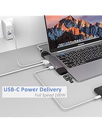 Adaptador USB C multipuertos, USB C Hub con 4 K HDMI, lector de tarjetas SD&TF, puerto de carga PD, Gigabit Ethernet, 8 en 1 Combo Dock con 3 puertos USB 3.0 Compatible MacBook Pro 2017, Surface Go,  Chrome