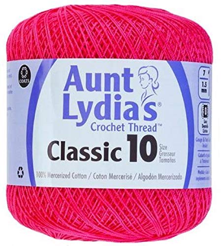 Aunt Lydia's Crochet Thread - Size 10 - Hot Pink (2-Pack) - Thumbnail 2