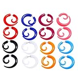 BODYA NEW!16pcs Fake Spiral Taper Kit Acrylic Earrings 16g Studs Wild Tribe Faux Taper Kit 2 Gauge Look