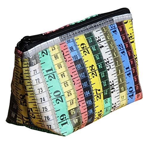 Medium size makeup case made of measuring tapes PRIME cosmetic bag toiletry pouch organizer gift for Sewer knitter friend mom wife girlfriend fashion designer to keep sewing tools accessories