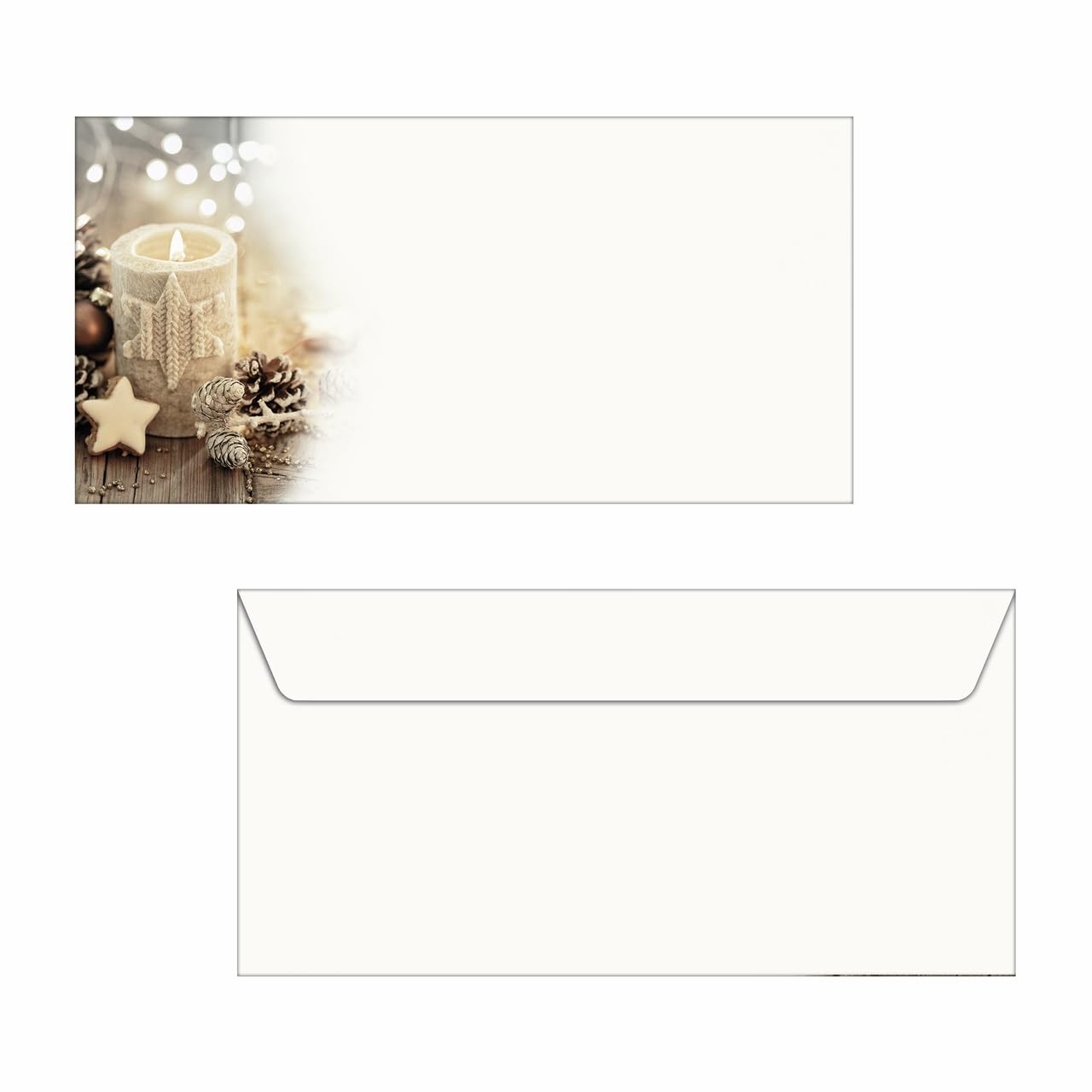 SIGEL DU450 Christmas envelopes "Beige Christmas Candle" - Beige, Brown, White - gummed - DL - 25 envelopes — image 1