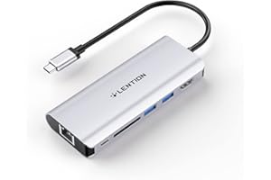 LENTION USB C Hub with 4K HDMI, SD Card Reader, 2 USB 3.0, Type C Charging & Ethernet Compatible 2023-2016 MacBook Pro, New Mac Air/Surface/Steam Deck, More, Stable Driver Adapter (CB-C68, Silver)