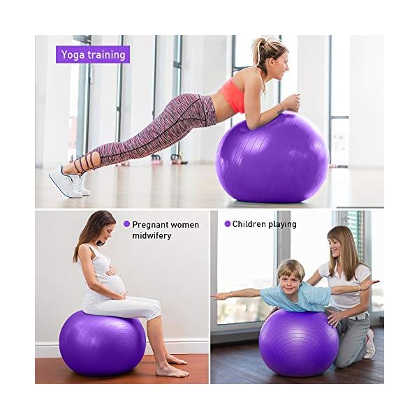 HKBTCH-Pilates-Ball-65cm-Extra-Thick-Anti-Burst-Exercise-Ball-With-Air-Pump-Non-Slip-Stability-Balance-Gym-Ball-For-Yoga-Pilates-Fitness-Pregnancy Pilates Ball, 65cm Extra Thick Anti-Burst Exercise Ball With Air Pump, Non-Slip Stability Balance Gym Ball For Yoga…