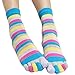 Zeroest Women's Soft Cotton Toe Socks - Colorful Rainbow Five Finger Socks for Girls - 4 Pairs