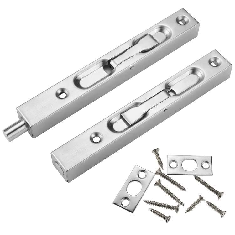 Prmape 2 Pieces Door Flush Bolt Latch Lock Slide Bolt Lock for Concealed Door 304 Stainless Steel Brushed Slide Latch for Wooden French Doors(Verdigris Finish)