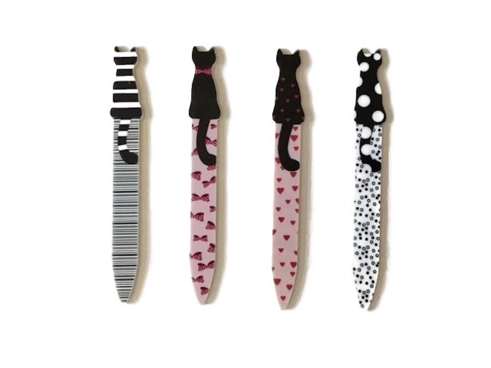 CUTE ACRYLIC CAT NAIL FILES / EMERY BOARDS FOR MANICURE SET OF 4