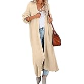 Newffr Women's Open Front Maxi Long Knitted Cardigan Solid Casual Loose Cable Sweater Coat Outwear