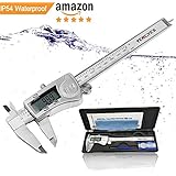 Digital Caliper - 6"/150mm Vernier Caliper - IP54 Waterproof Stainless Steel Electronic Digital Caliper with Auto Off LCD Screen SAE Metric Fractions, Precise Measuring Inches &amp; Millimeters