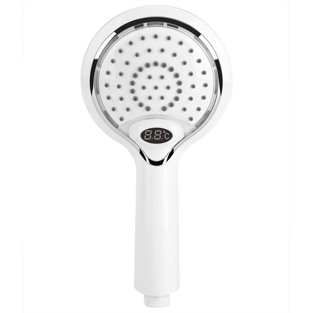 LED Shower Head Hand Held Spray Water Powered Color Changing with Digital Temperature Display Water Saving for Bathroom