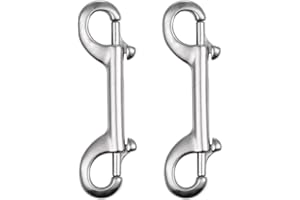 DELSWIN Double Ended Bolt Snap Hooks - 2 Pack Heavy Duty 316 Stainless Steel Trigger Chain 4.5 Inch Marine Grade Metal Clips for Farm Use,Water Bucket,Dog Leash,Horse Tack,Key Chain and Diving