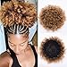 Aicily Short Kinky Curly Pony Tail Hairties High Afro Puff PonyTail Hairband Adjustable Headband for Natural Curly Hair