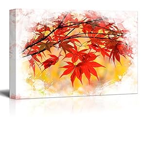 Print Landscape Red Maple Tree in Autumn