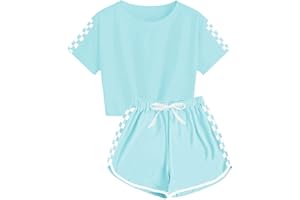 CNJFJ Kids Summer Sport T-Shirt and Shorts Set Plaid Print Clothing Sets Tracksuit