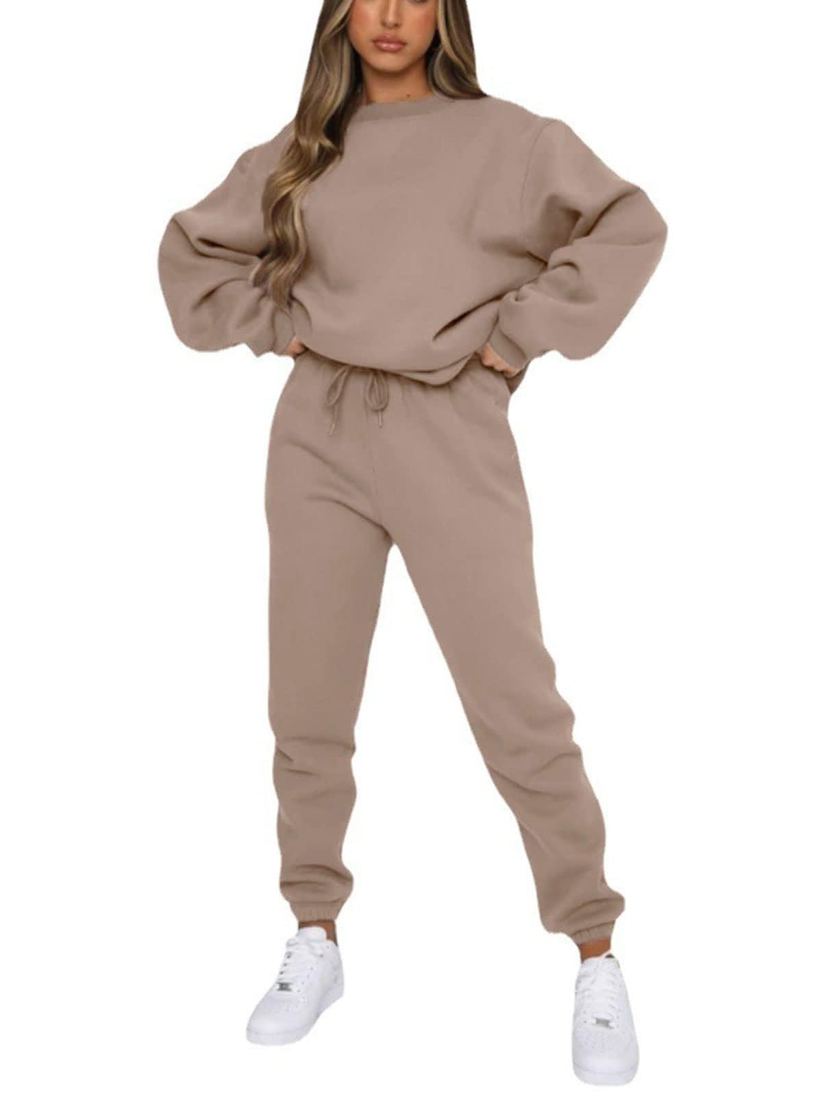 Photo 1 of ** ONLY ONE PIECE ** KANSOON Sweatsuits for Women Set 2 Piece Jogging Suit Long Sleeve Pullover Sweatshirts Sweatpants Tracksuit Casual Outfits Khaki