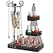 MyGift 3 Tier Black Metal Makeup Organizer Rack/Necklace Jewelry Hanger/Nail Polish Display Stand