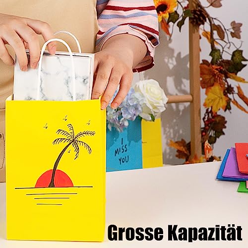 Koogel 26 Stück Bunte Mitgebsel Tüten, Bunte Geschenktüten Regenbogen Papier Candy Tüten Süßigkeiten Tüten Geschenktaschen für Kindergeburtstag Hochzeitsfeie