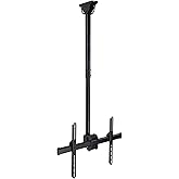 Mount-It Ceiling TV Mount Bracket, Fits 40 42 47 50 55 60 70 Inch Flat Panel Televisions, Adjustable Height Telescoping Tilt and Swivel, Mount on Vaulted Ceilings Up To VESA 600x400 (MI-509L), Black