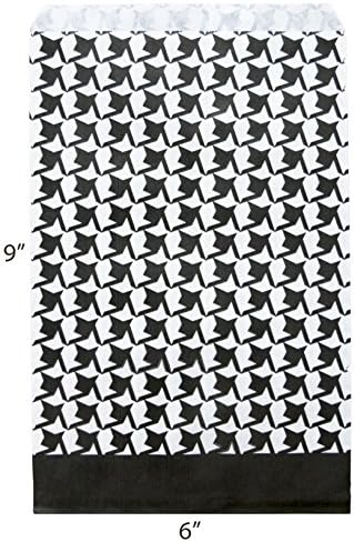Novel Box 100 Pack Houndstooth Print Flat Merchandise Bags 6x9 Inches Paper Bags, Birthday Gift Bag, Bulk Paper Shopping Bags Party Favor Bags Craft, Goody, Shopping, Wedding & Special Occasions