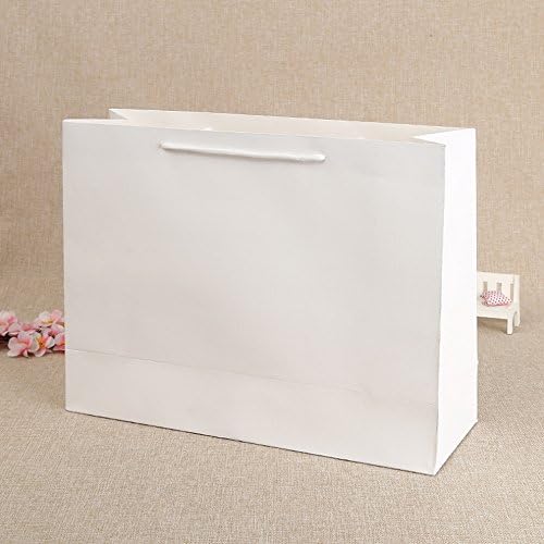 RYTHUN Small Horizontal Ivory White Kraft Paper Bags With Rope Handles for Jewery Package Pack of 10(7.9" x 11" x 4")