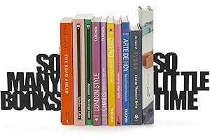 Balvi 'So Many Books' Decorative Metal Bookend – Black Metal Book Holder for Shelves – Unique Design – Ideal Gift for Book Lovers and Avid Readers – Sujetalibros