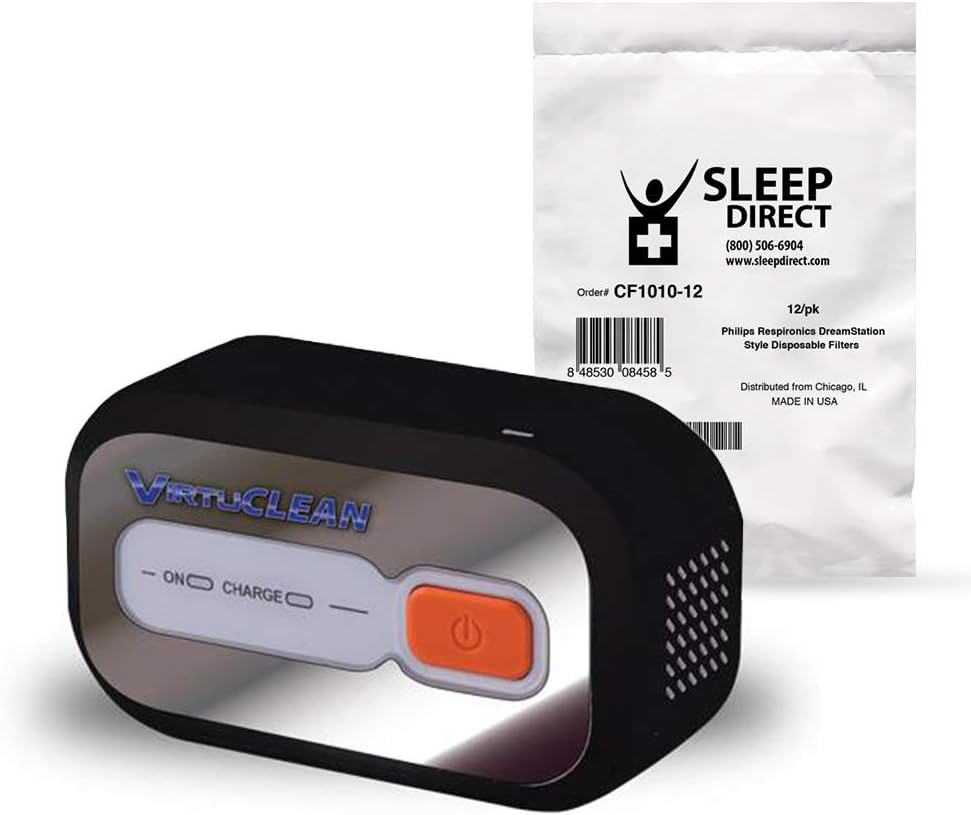VirtuCLEAN CPAP and Mask Cleaner + Sleep Direct 12-Pack Dreamstation CPAP Filters