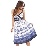 Pistachio Ladies Cotton V Neck Flowing Knee Length Summer Dress