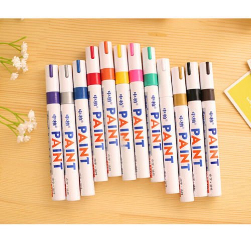 New 12pcs colorful pens Waterproof Permanent Paint Marker Pen Car Tyre Tire Tread Rubber