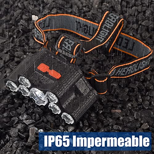 DQST Lampara de Cabeza, Linterna Frontal Recargable y Impermeable, 7 LEDs con 4 Modos Commutable, Adecuado para Cámping, Montañismo, Correr, Senderismo, Ciclismo,etc