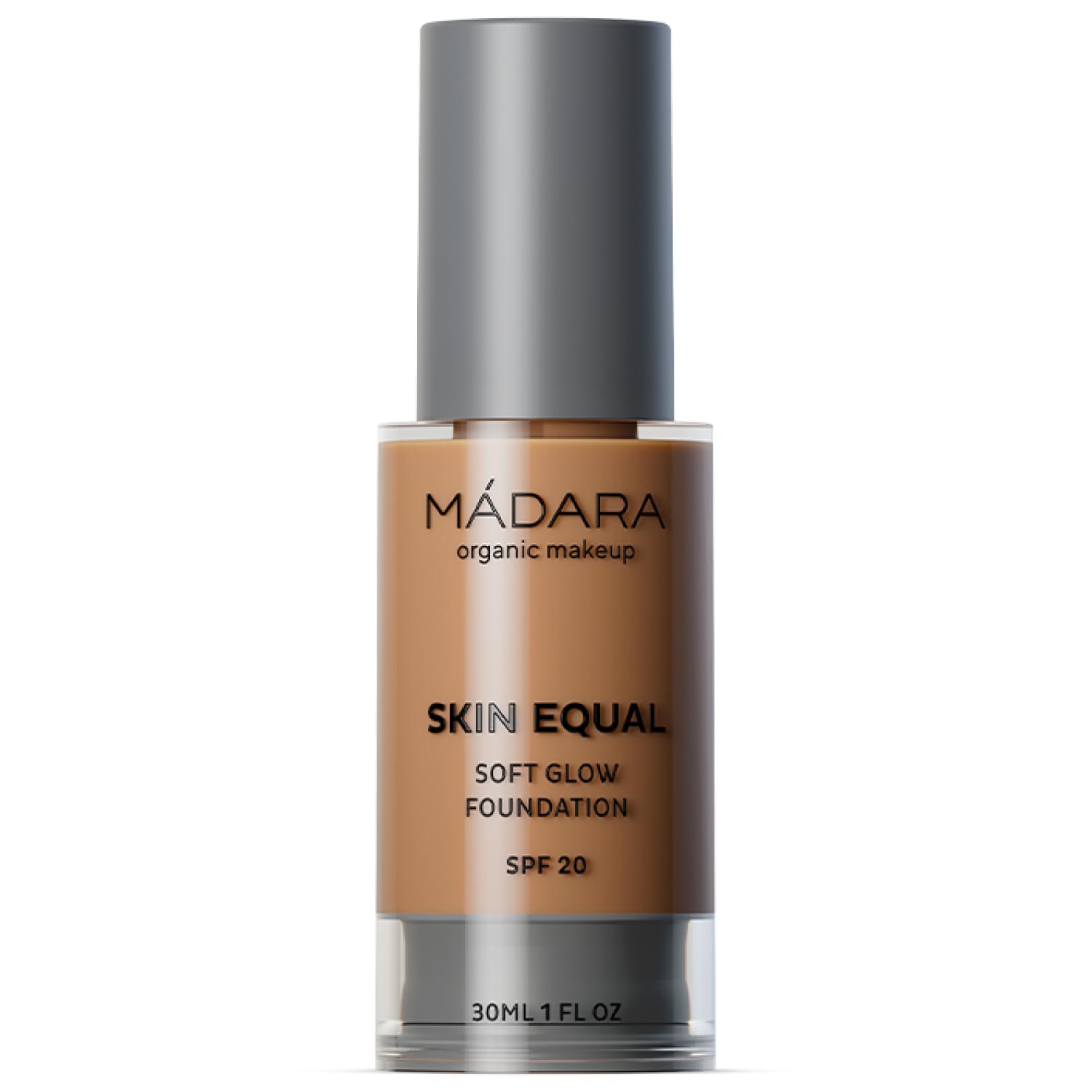 MÁDARA Organic Skincare | Skin Equal Soft Glow Foundation SPF20 CARAMEL 70-30ml, Mineral foundation with hyaluronic acid, Buildable medium coverage, Dewy foundation, Vegan, COSMOS certified