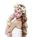 Ever Fairy 2pcs/Set Beige Flower Crown and Wrist Band Wedding Hair Wreath flower Headband (Beige)