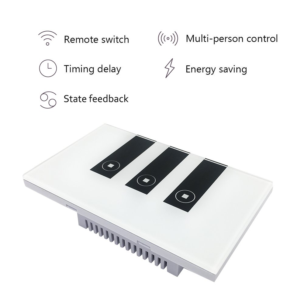 Faryuan Smart Wi-Fi Touch Panel Wall Switch Remote Control Timing Function with Smartphone Compatible with Alexa (three way switch)