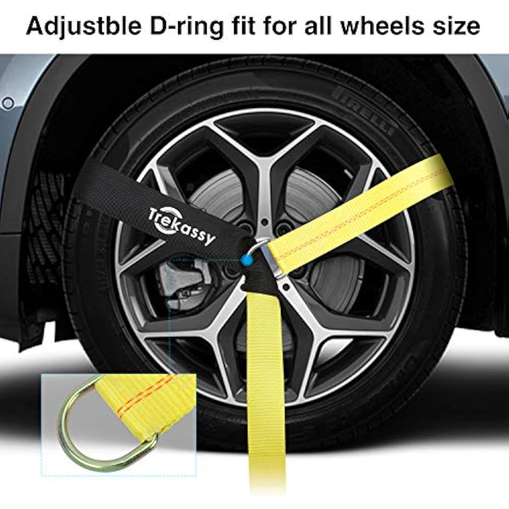 Wheel Net Car Tie Down Straps Heavy Duty 4 Pack For Trailers Axle