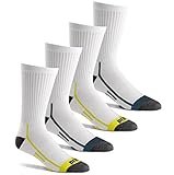 Prince Men’s Performance Plus Crew Athletic Socks with Arch Support for Running, Tennis, and Casual Use (4 Pair Pack) - White