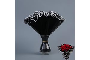 XIZHI 2 Pack 4.5 Yard Bouquet Wrapping Paper Pearl Wrinkled Wavy Net Yarn Flower Wrapping Mesh Paper Korean Bouquet Wrapping Mesh,for DIY Crafts Valentine's Day Wedding Florist Supplies (Black)