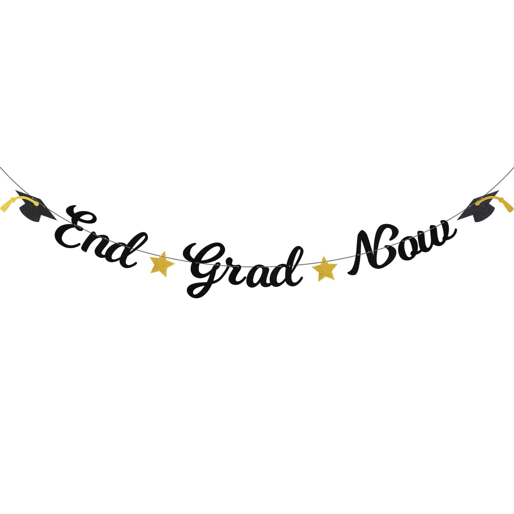 Pargleev Glitter End Grad Now Banner 2024 Graduation Congratulations Party Decorations Black Gold