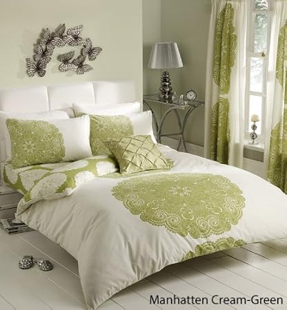 8pc Manhattan Cream Green Ta King Size Bumper Bedding Bed Duvet