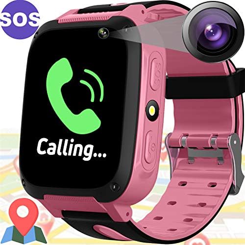 Kids Smart Phone Watch - Kids Smartwatch with GPS Locator Tracker for Boy Girl with Mobile Phone SOS Anti-Lost Camera Game Outdoor Children Digital Wrist Watch Bracelet for Thanksgiving Gifts (Pink)
