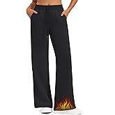 G4Free Fleece Lined Sweatpants Women Drawstring Wide Leg Pants Cotton Casual Winter Lounge Pants with Pockets (Black,S,27'')