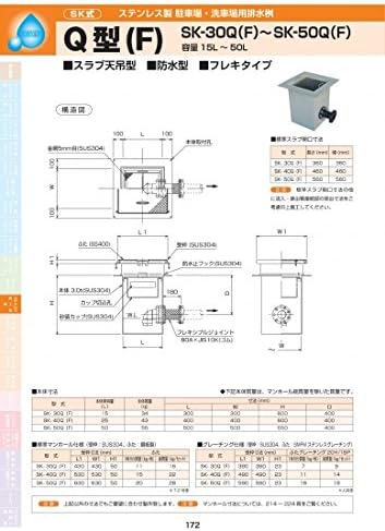 ステンレス製駐車場 洗車場用排水桝 Q型 F Sk 50q 耐荷重蓋仕様セット 枠 ステンレス 蓋 ステンレス T 14