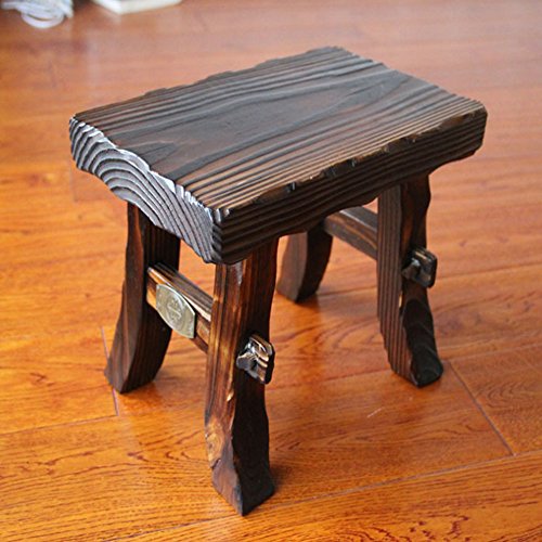 Geboor Wood Foot Stool Waterproof Anti Corrupt Carbonized Material Free Assembly Dark Brown