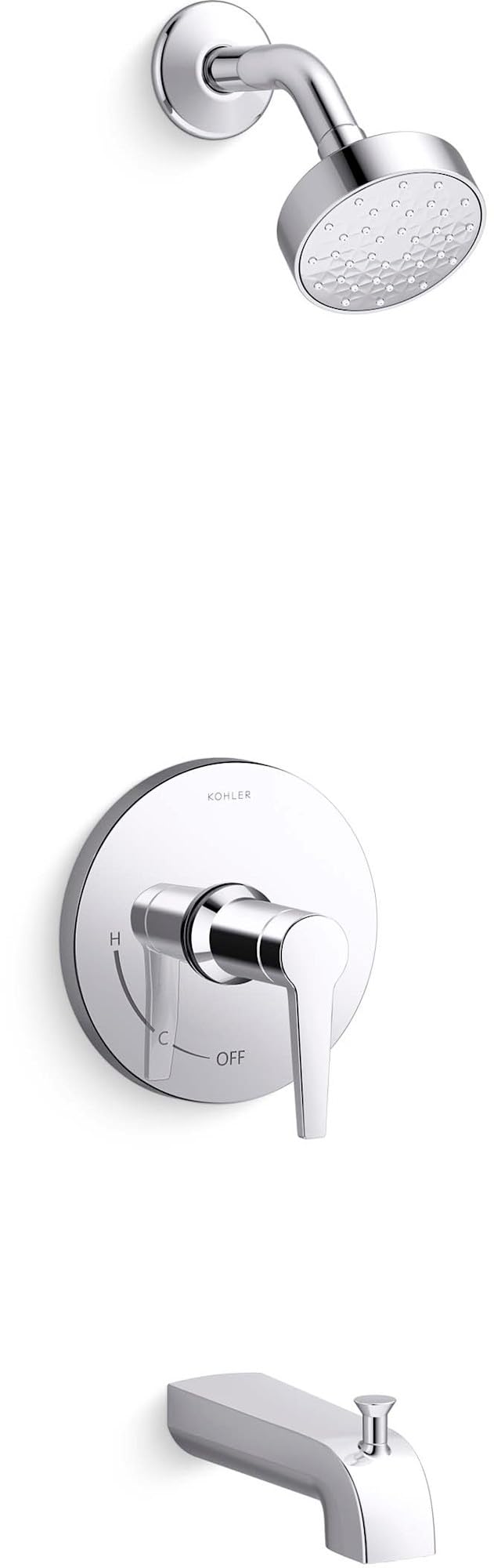 Kohler Rite-Temp Badarmatur Mit Hebelgriff & Duschkopf – TS15601-4H-CP, 1.5 GPM, Druckausgleich, Verbrühungsschutz