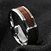Fashion Month Men 8mm Silver Tungsten Carbide Wedding Engagement Ring Polished Beveled Edge Wood Inlay Band Comfort Fit