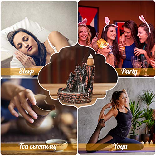 Jeteven Waterfall Backflow Incense Burner Holder, Ideal for Yoga Room Home Decoration & Handicraft Gift (Small Lofty Mountains and Flowing Water)
