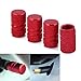 HDE Tire Valve Stem Caps Polished Aluminum Solid Color Caps For Car Truck SUV Motorcycle and other Autos Set of Four (Red)