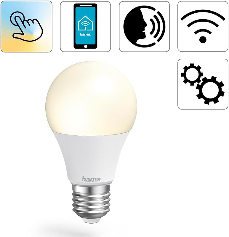 - Lampadina WiFi a LED, attacco E27, 9 W (equivalenti a 60 W), controllo Vocale/App