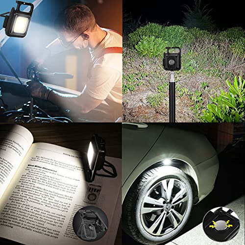 Mini Torcia da Lavoro LED Ricaricabile, Lampada di ispezione Portatile Multifunzione 800 lumens Luce COB 4 Modalità Portachiavi Magnetico Gancio Casa di Emergenza/Riparazioni/Campeggio Illuminazione