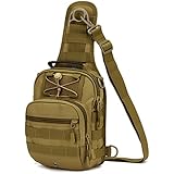 X-Freedom Military Tactical Sling Daypack Chest Travel Shoulder Bag For Hunting, Camping, Dark Brown