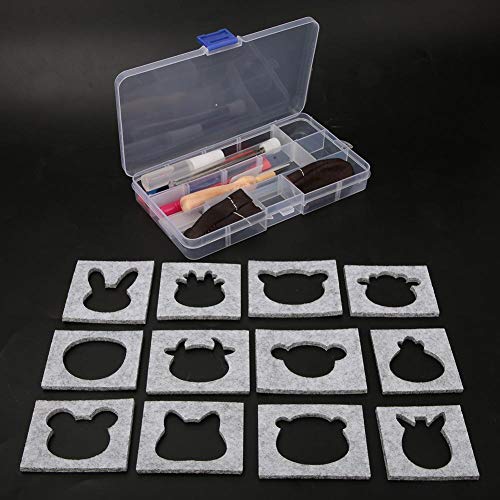 Bicaquu DIY Handcraft Wool Felting Tool Set Needle Felting Craft with 12 Mold Scissors Awl Tool Kits